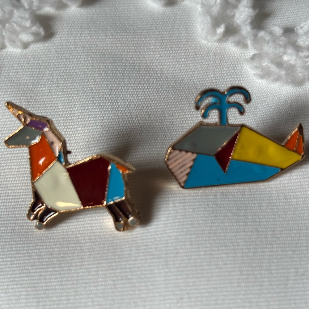 Colorful Enamel Unicorn Pin and whale pin bundle